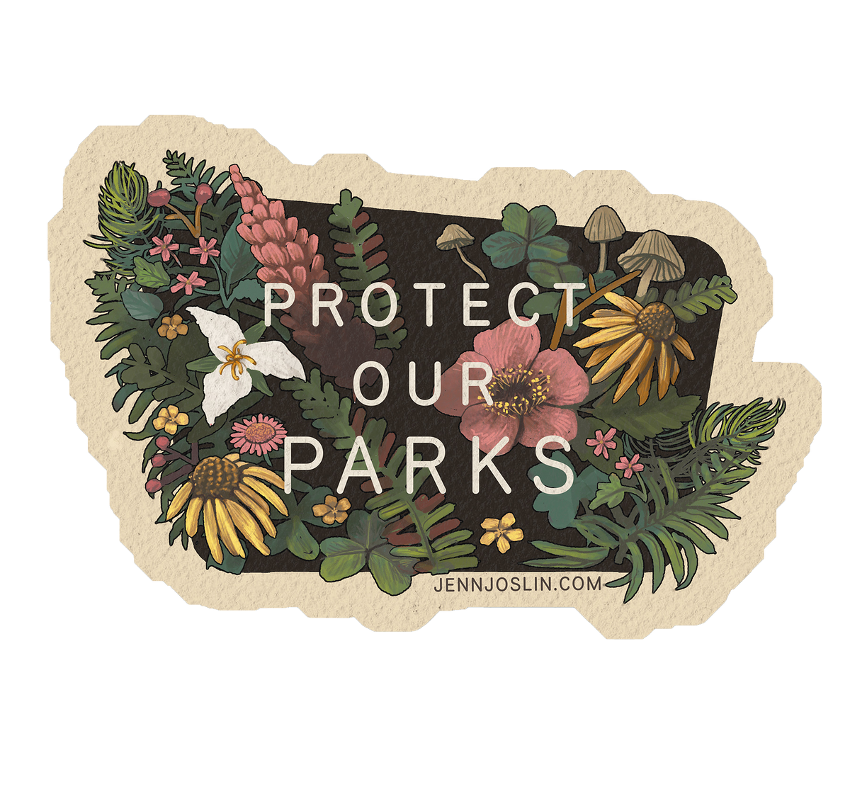 "Protect Our Parks" - Floral - Vinyl Sticker
