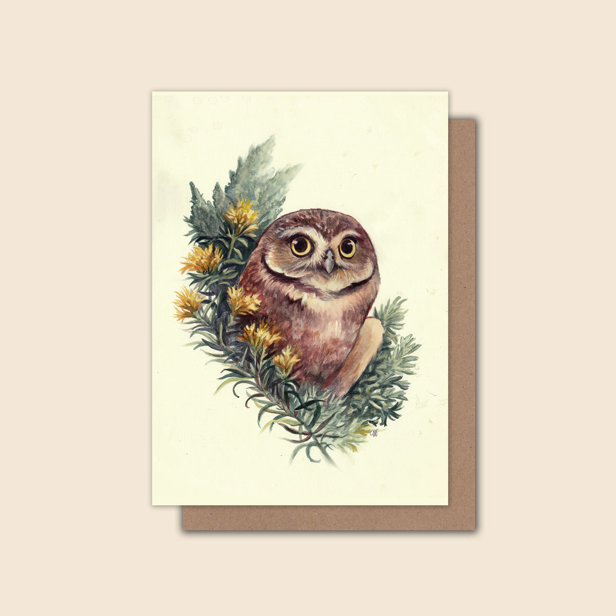 "Sagebrush Sentinel" - Burrowing Owl - Greeting Card