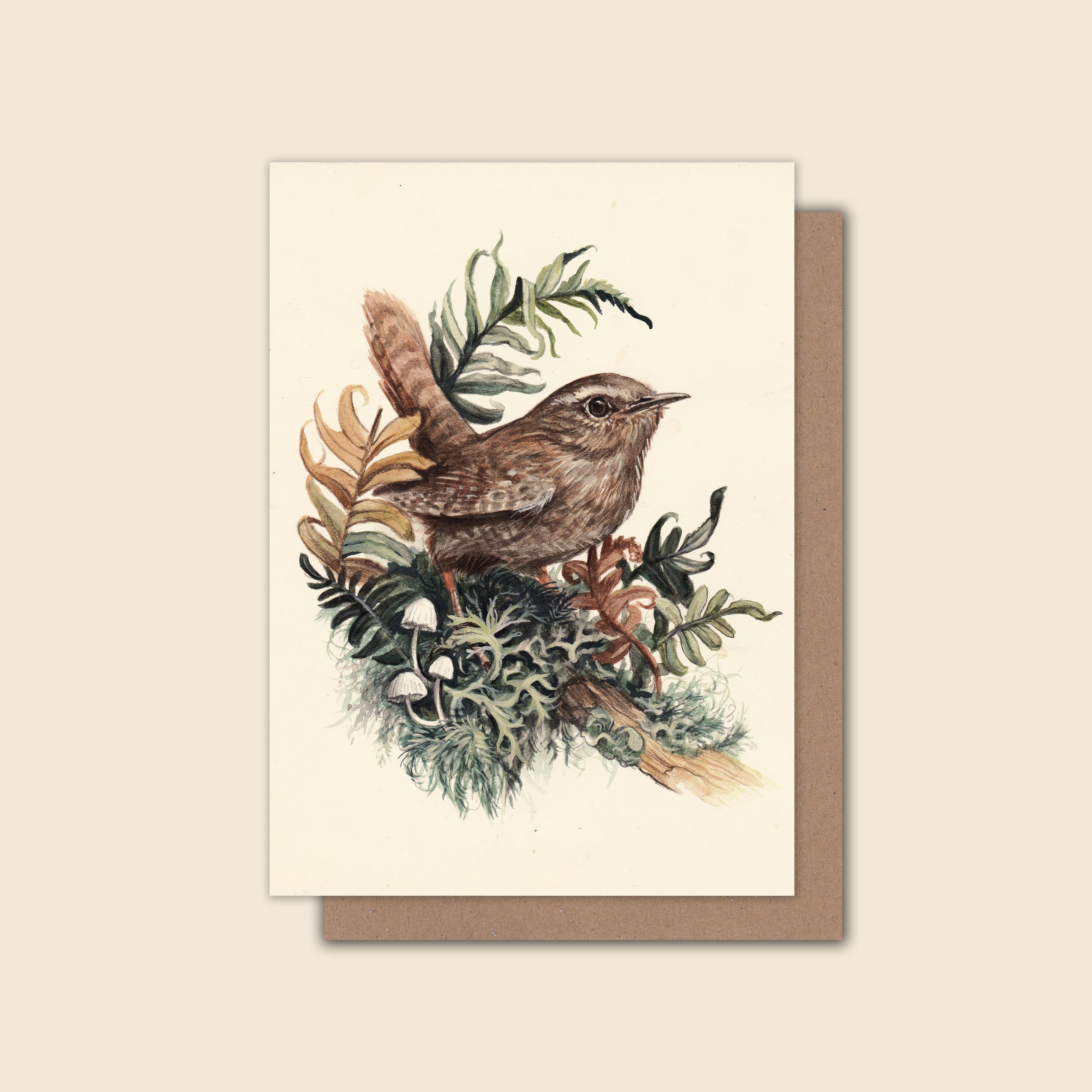 Pacific Wren With Lichen - Greeting Card
