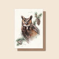Great Horned Owl in Douglas-fir - Greeting Card