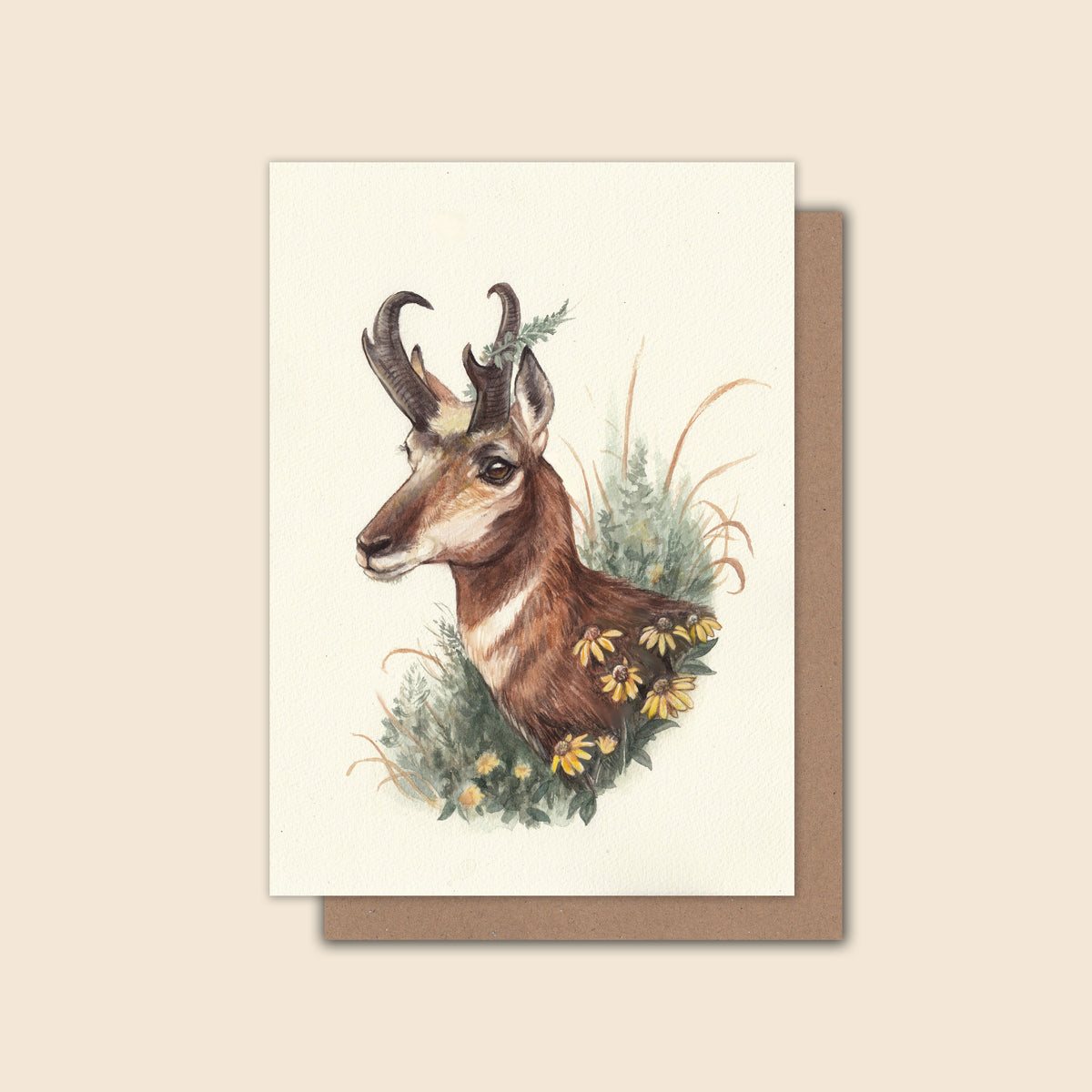 "With Wild Abandon" - American Pronghorn - Greeting Card